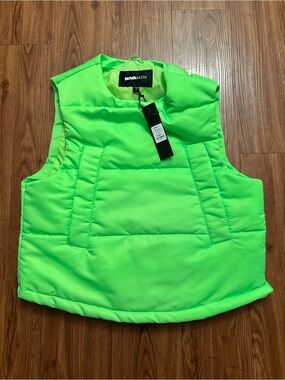 Fashion Nova Detroit Neon Green Puffer Vest